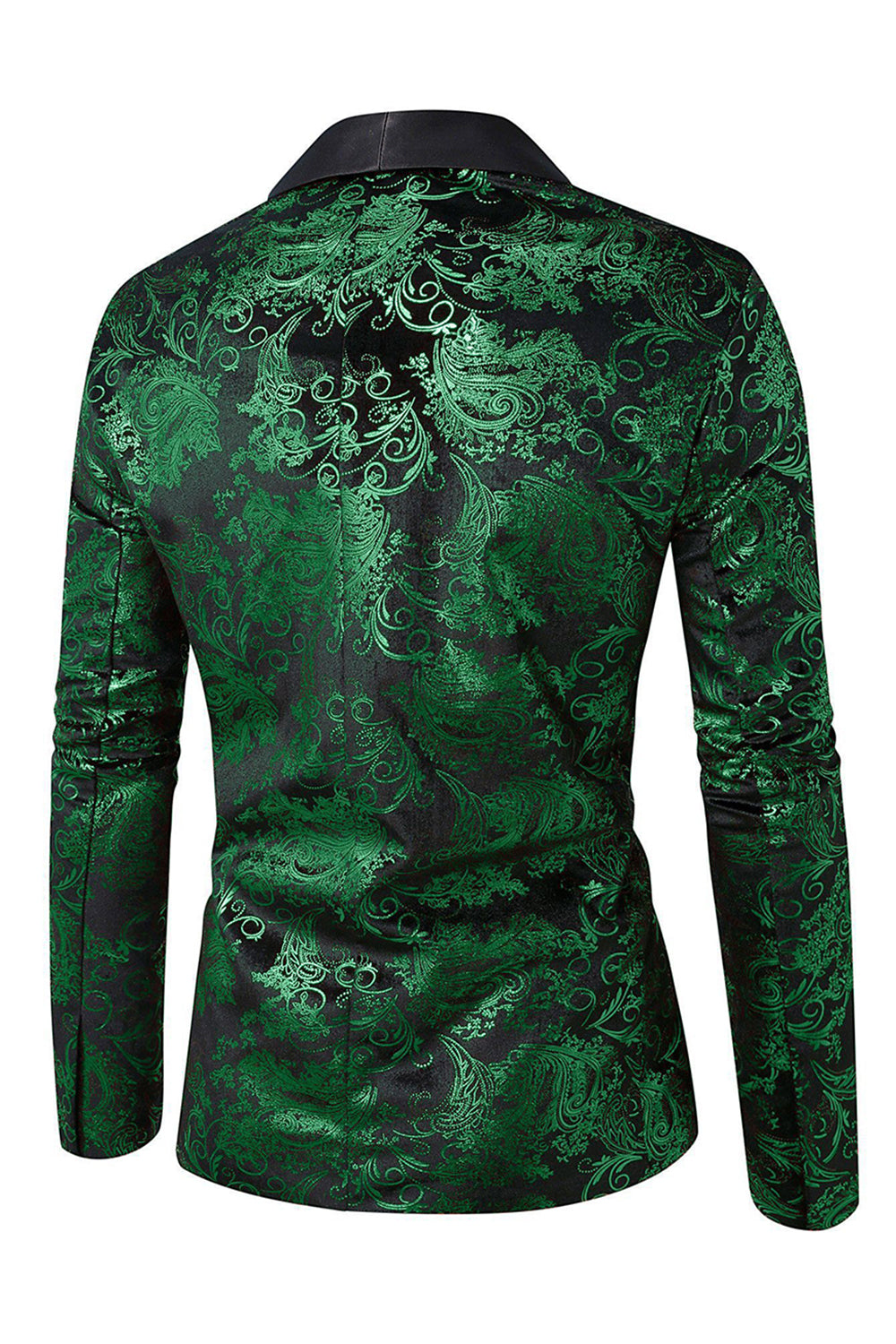 Grön Sjal Kavajslag En knapp Jacquard Balkavaj för män