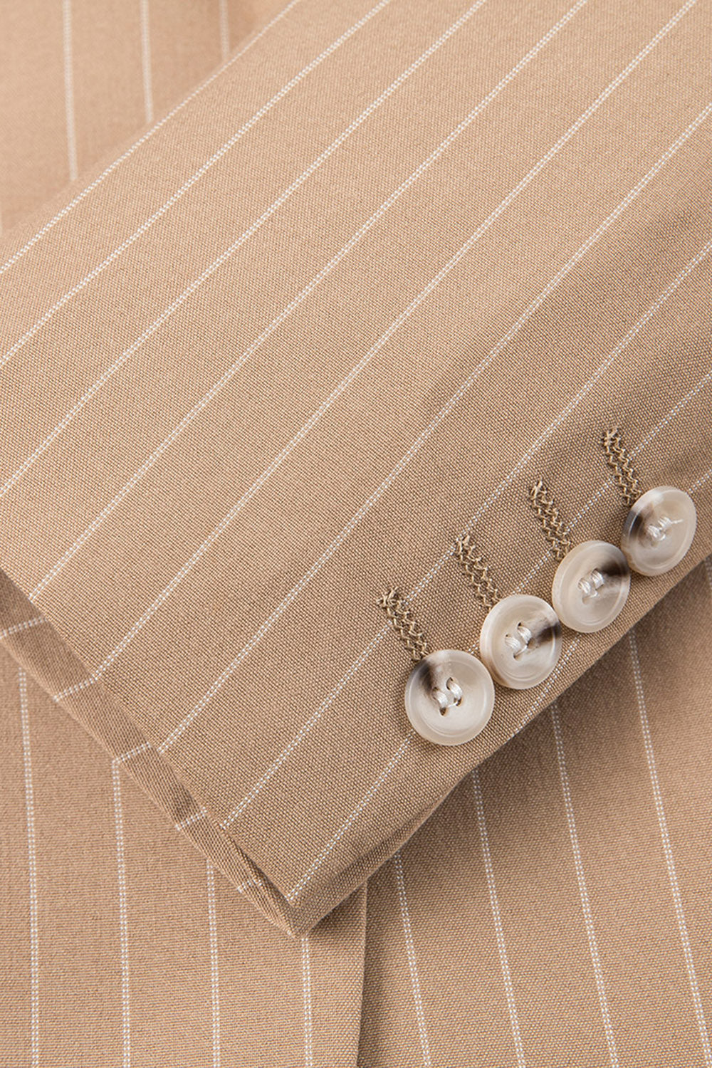 Beige randig 3-delad skårad kavajslag herrkostymer