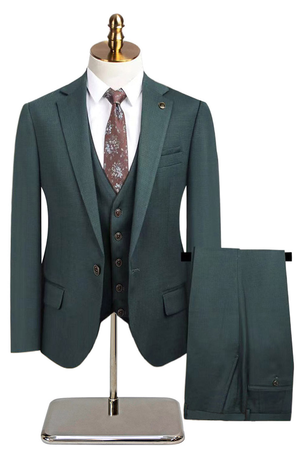 3 delar skårade slag en knapp mäns marinblå kostymer