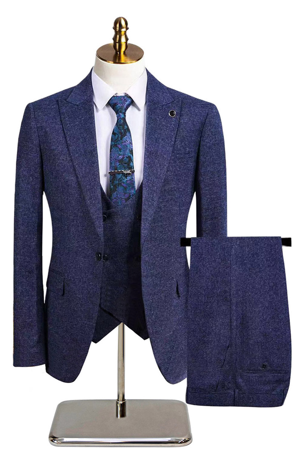 Mörkgrå 3-delad topp slag Slim Fit Mäns bröllopsdräkter