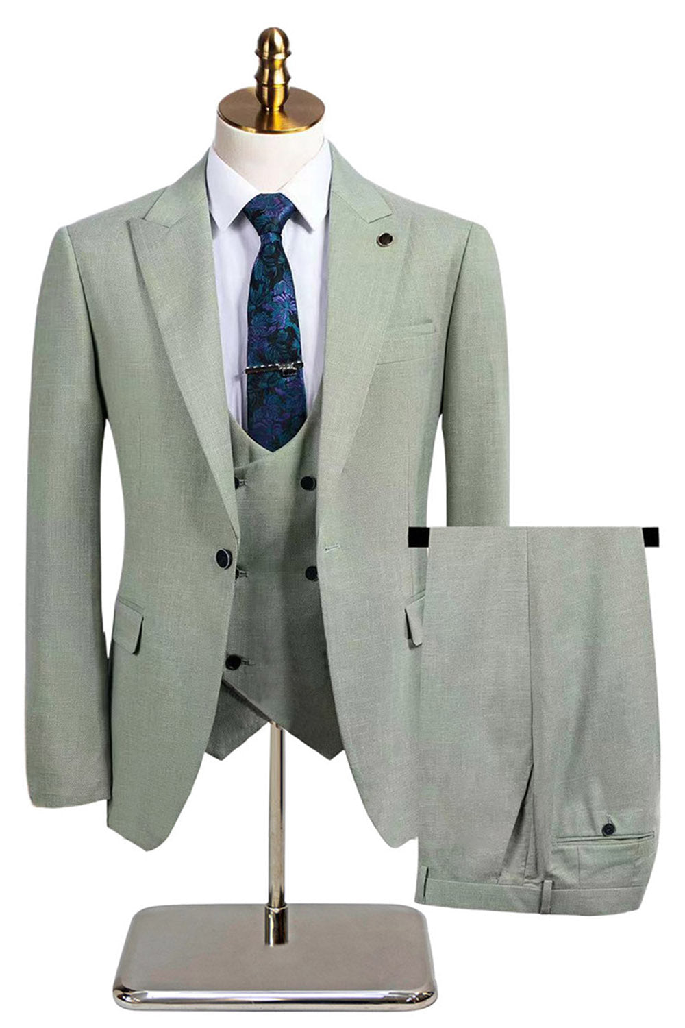 Mörkgrå 3-delad topp slag Slim Fit Mäns bröllopsdräkter