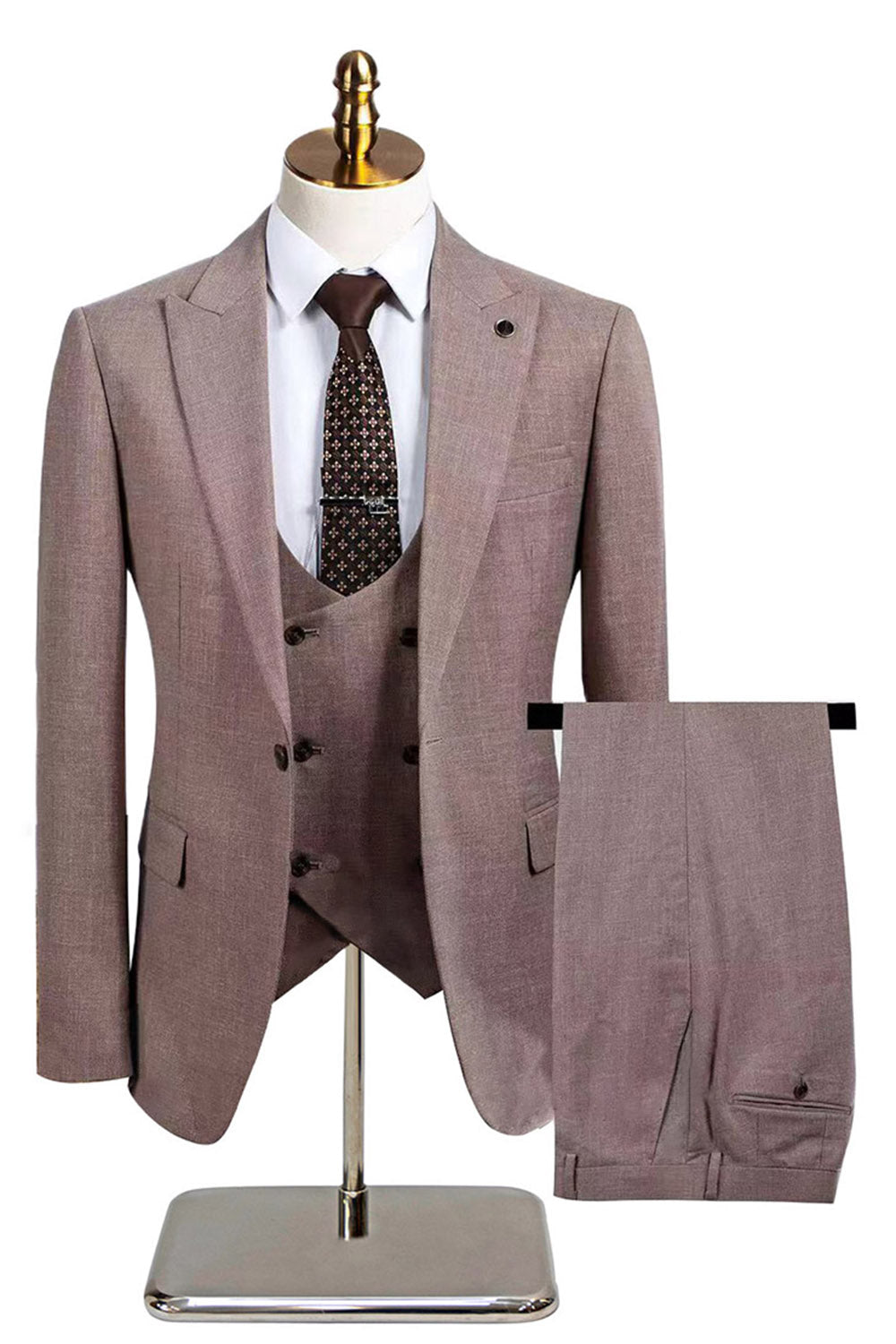 Mörkgrå 3-delad topp slag Slim Fit Mäns bröllopsdräkter