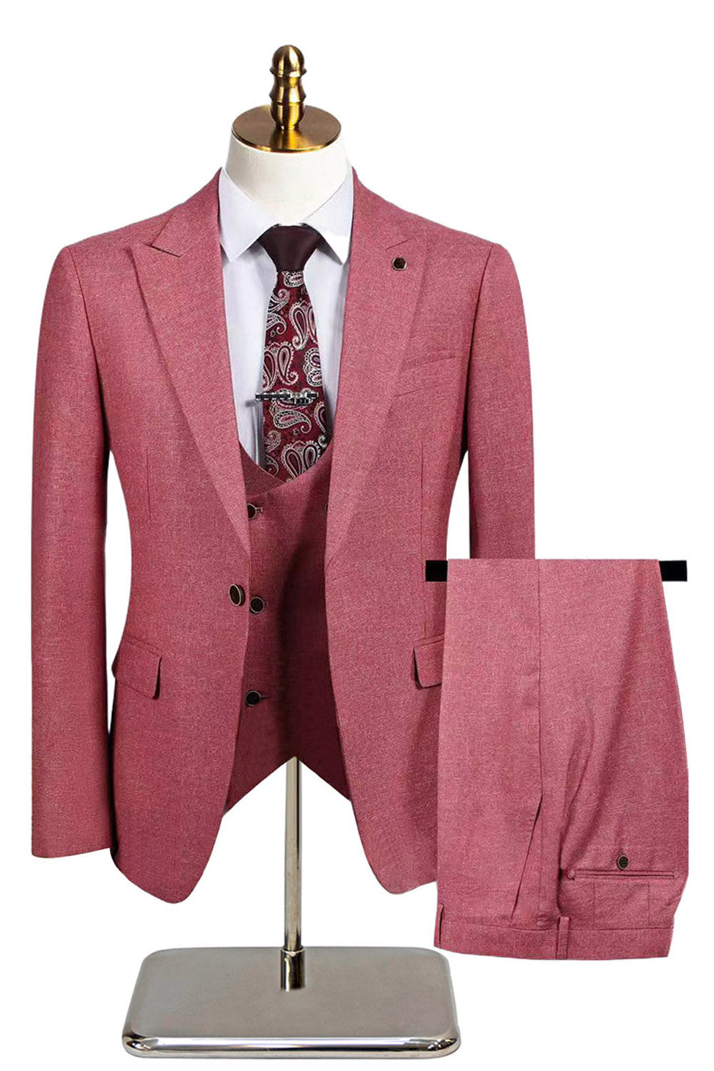 Mörkgrå 3-delad topp slag Slim Fit Mäns bröllopsdräkter