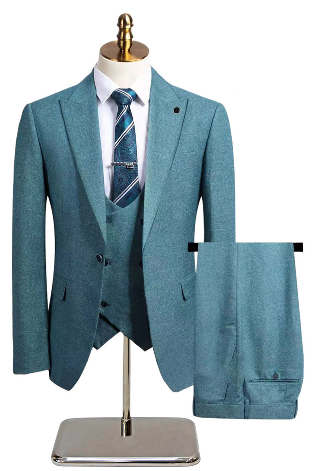 Mörkgrå 3-delad topp slag Slim Fit Mäns bröllopsdräkter