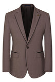 Taupe 3-delad Slim Fit Notched Lapel One Button Mäns Formella kostymer