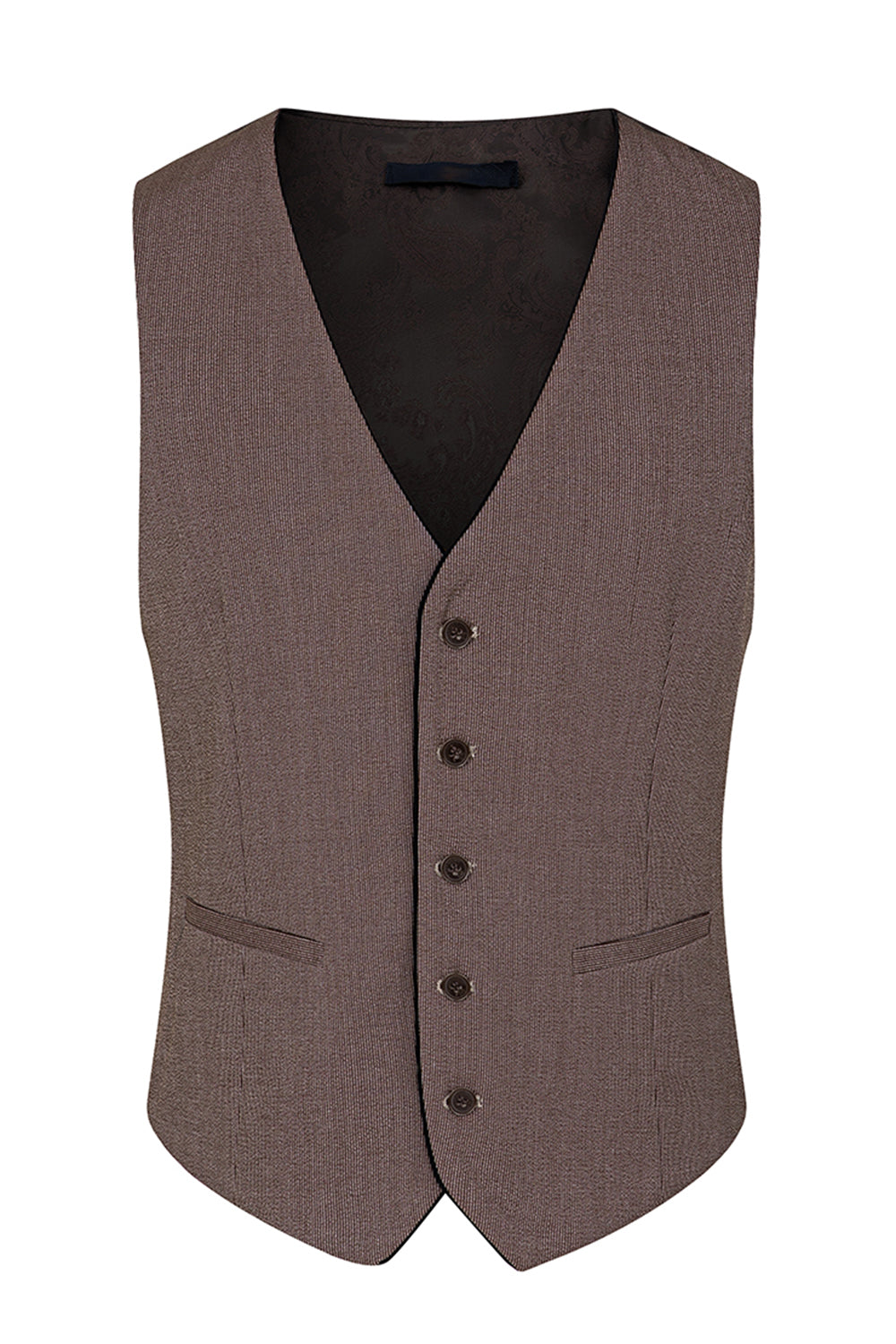 Taupe 3-delad Slim Fit Notched Lapel One Button Mäns Formella kostymer