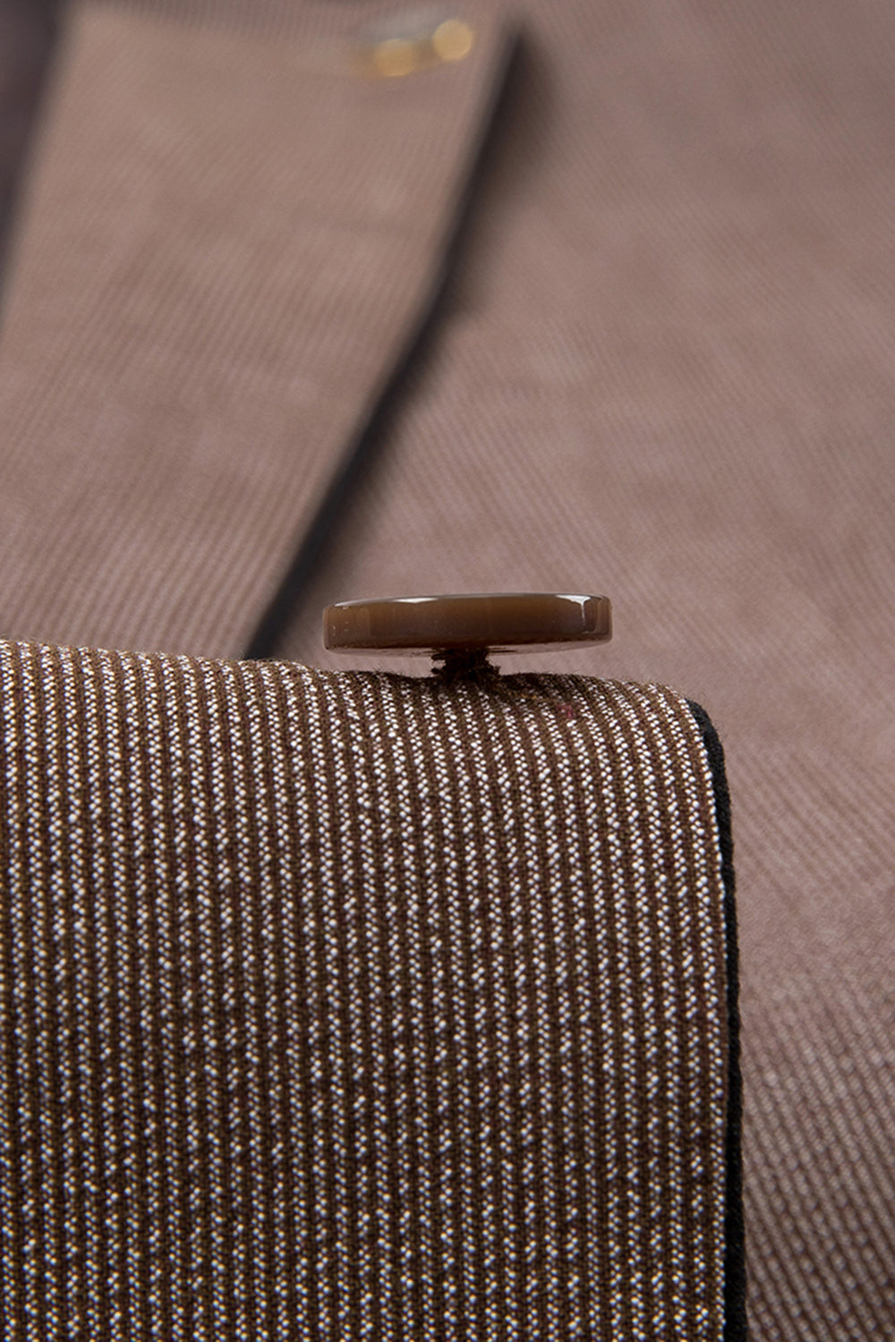 Taupe 3-delad Slim Fit Notched Lapel One Button Mäns Formella kostymer