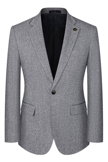 3-delad Slim Fit Notched Lapel Mäns Grå Kostymer
