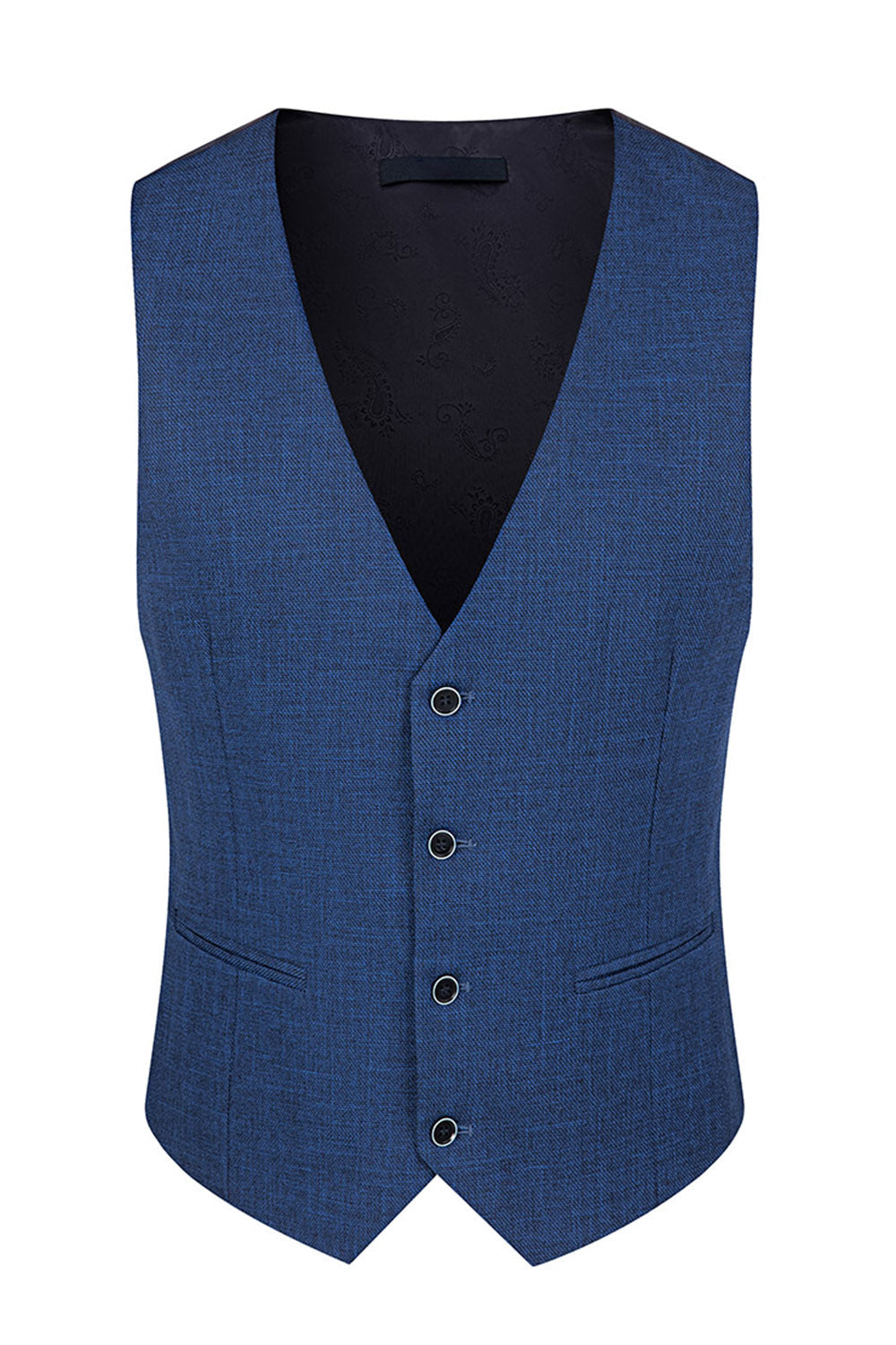 Påfågel Blå Topp Kavajslag En knapp 3 Delar Mäns Kostymer