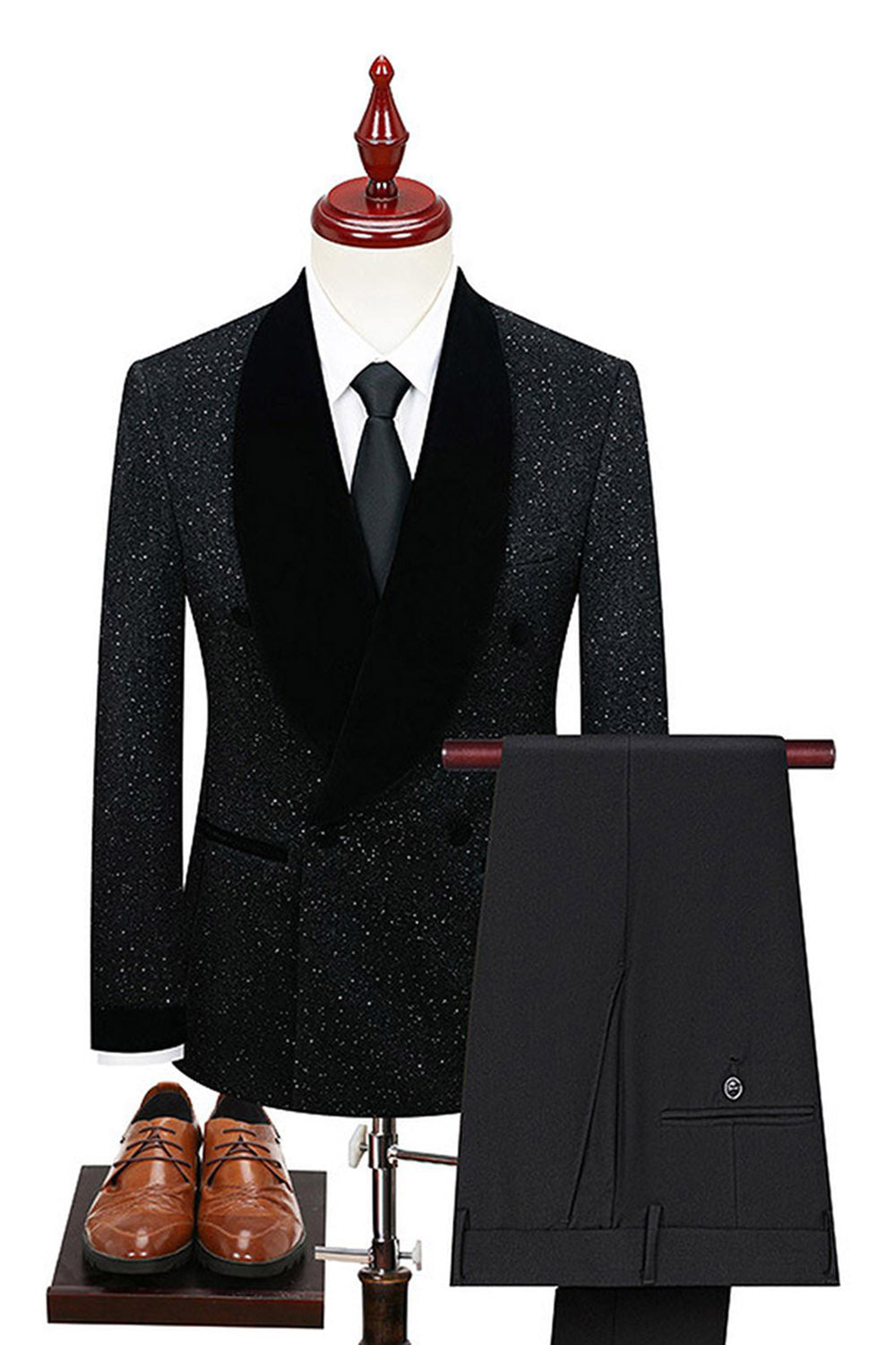 2 stycken sjal slag dubbelknäppta vita mäns bröllopskostymer