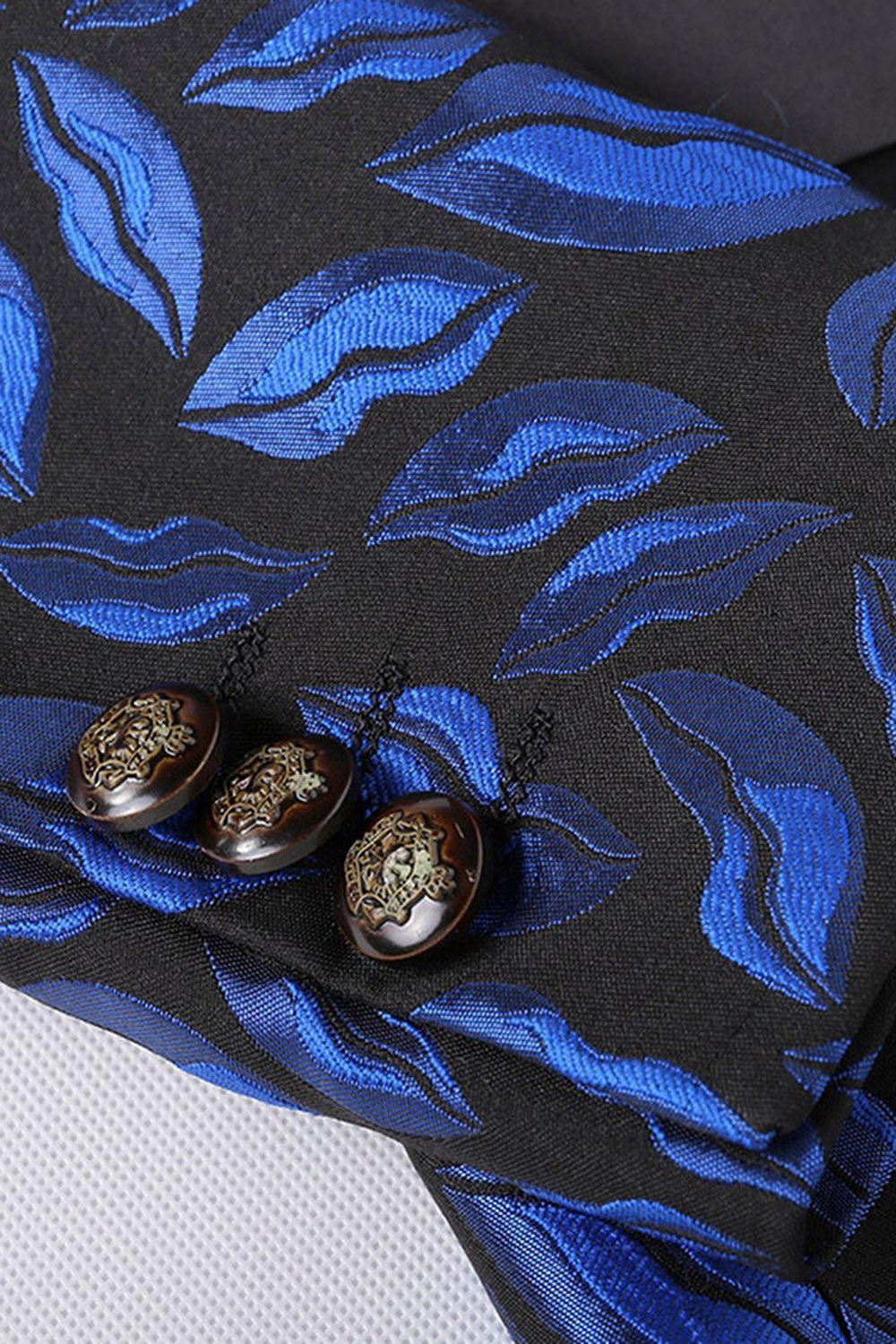 Blå tryckt skårad kavajslag för män