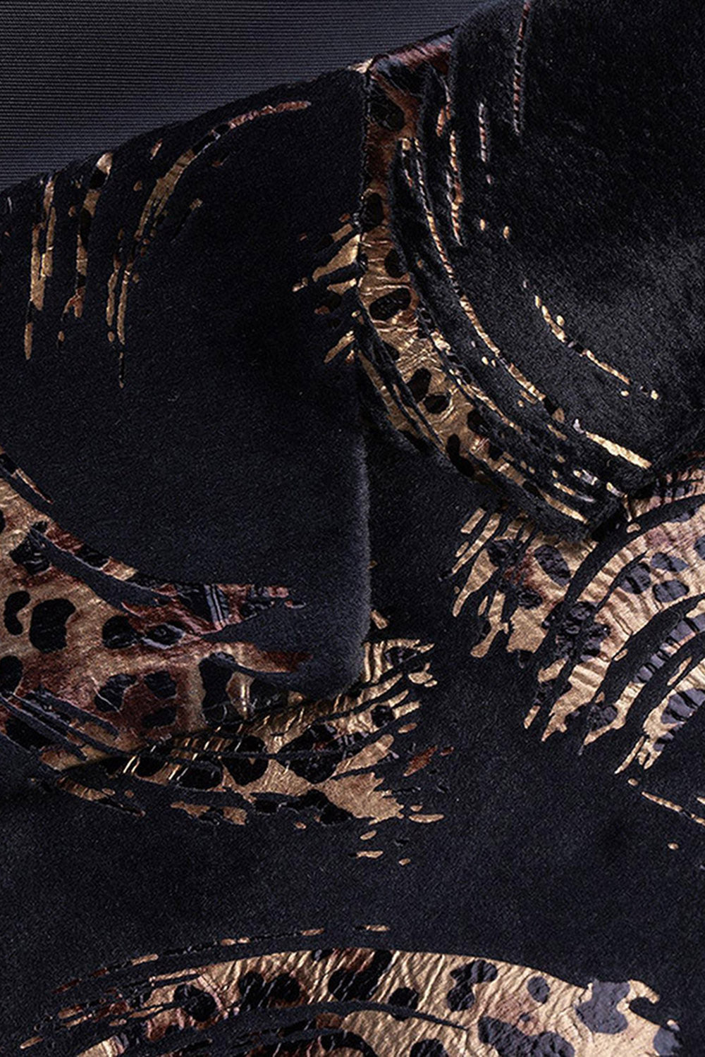 Mäns Svart Gyllene Tryckt Notched Kavajslag Bal Kavaj