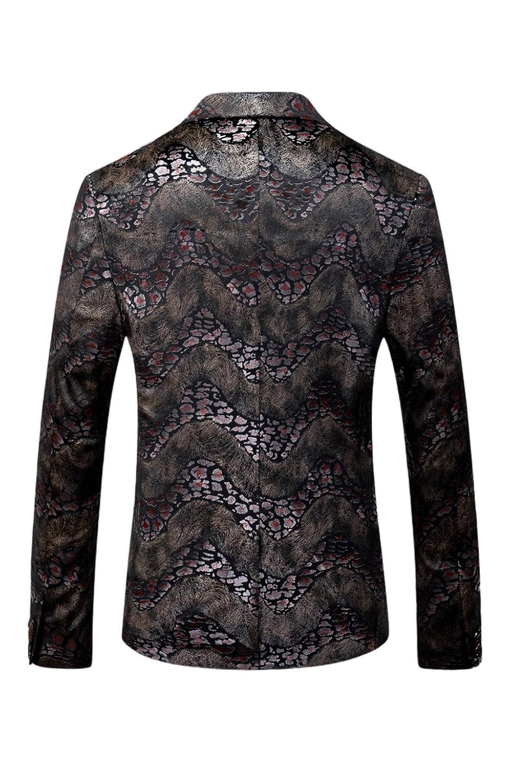 Svart tryckt skårad kavajslag för män Balkavaj