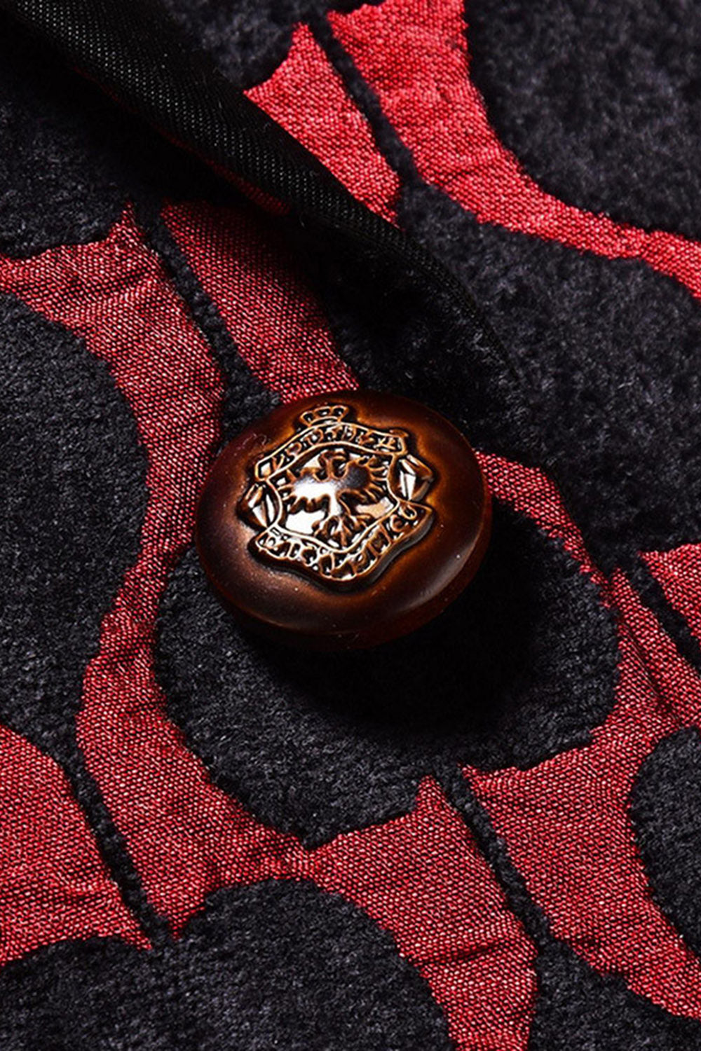 Svart Röd Sjal Kavajslag Tryckt Bal Kavaj