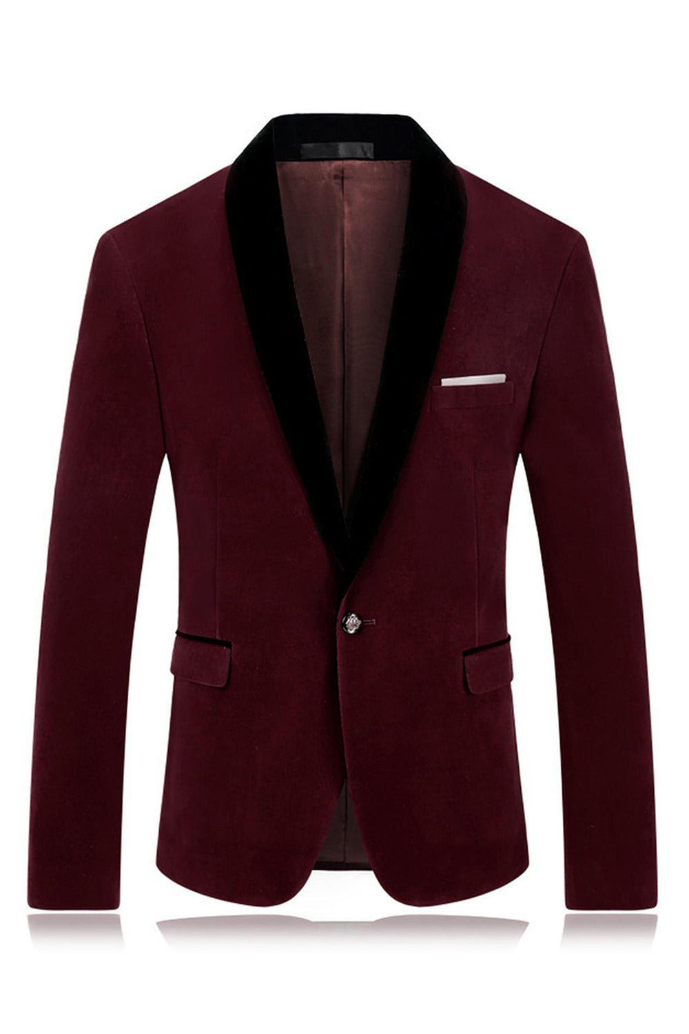 Mäns Blå Sjal Kavajslag En knapp Prom Kavaj