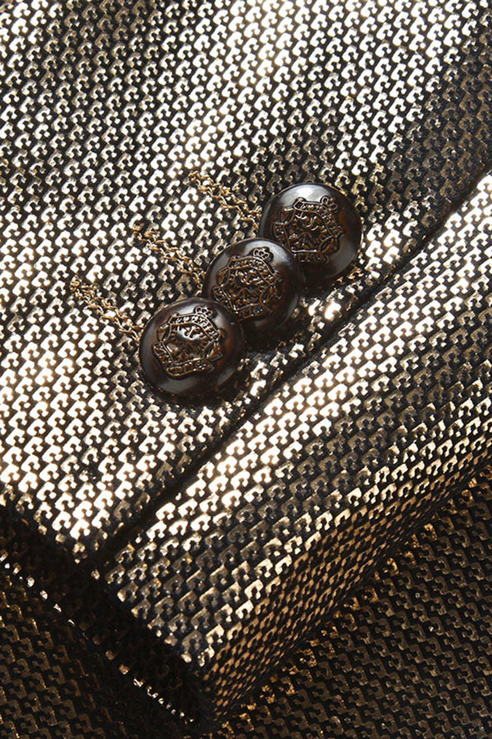 Golden Metallic Sjal Kavajslag Balkavaj för män
