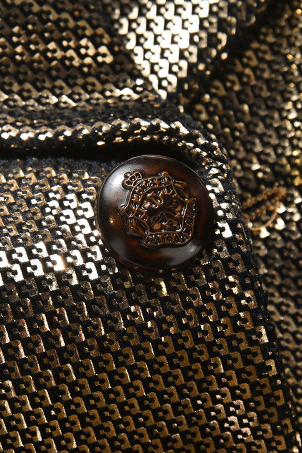 Golden Metallic Sjal Kavajslag Balkavaj för män