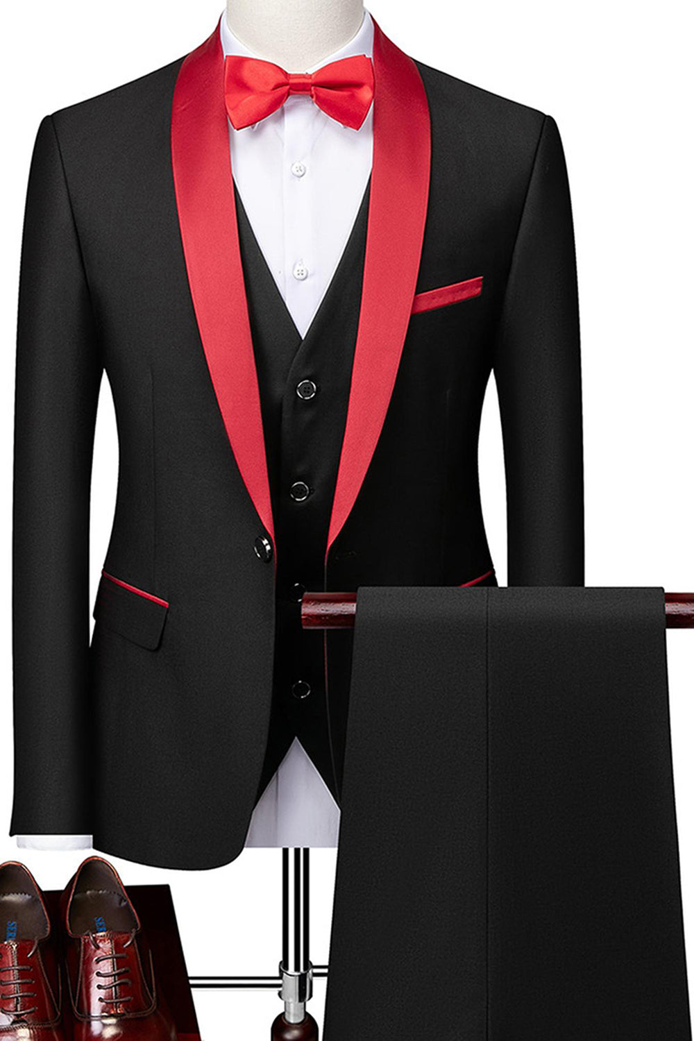 Grå sjal slag enkelknäppta kostymer för män