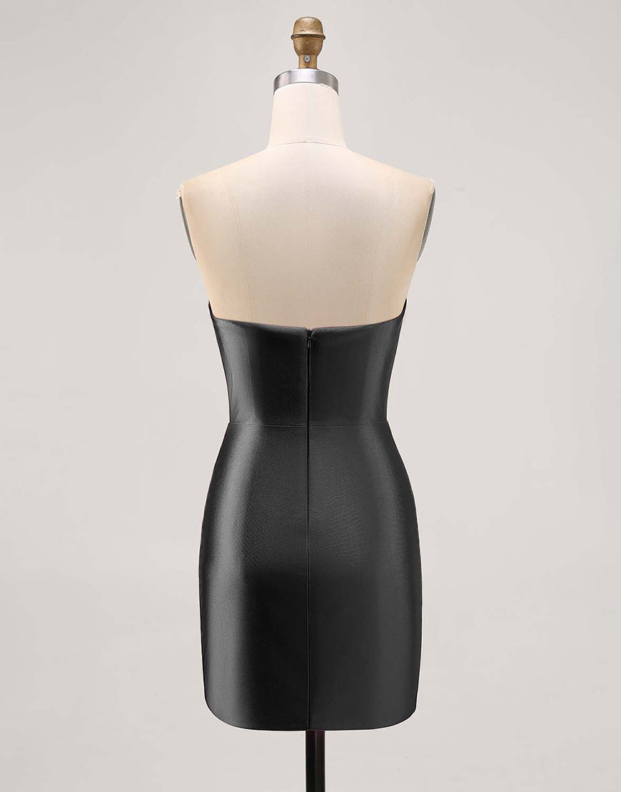 Fuchsia Axelbandslös pärlstav Bodycon Homecoming Klänning med slits