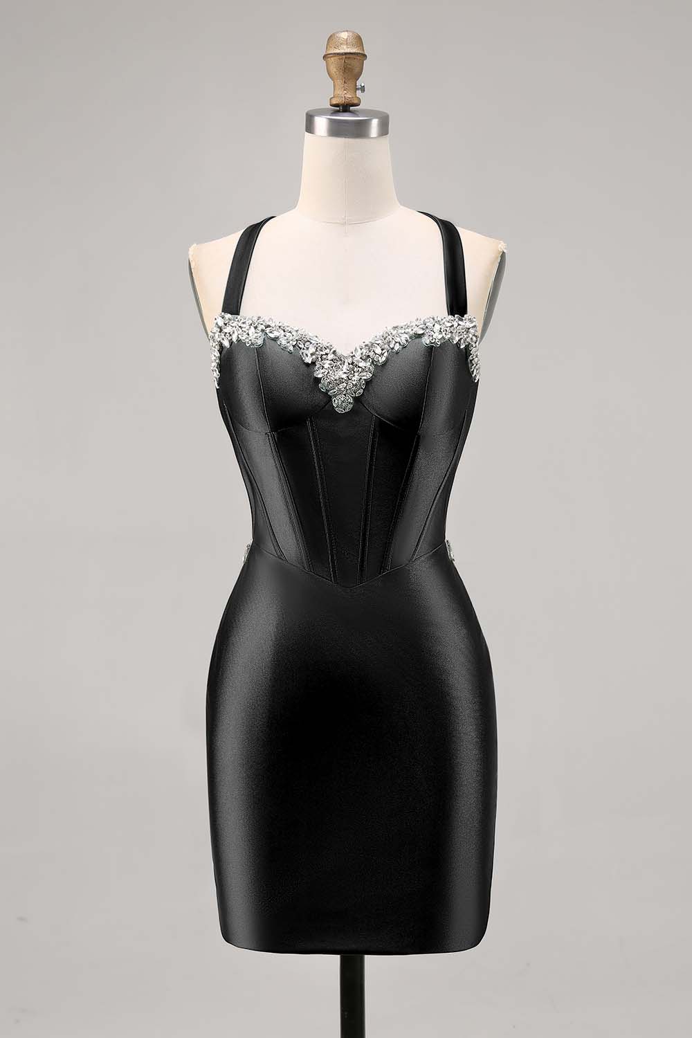 Korsett Satin Bodycon Mörkgrön Homecoming Klänning