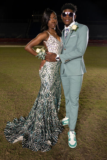 Mynta 3-Delad Hackslag Män Bal Bröllop Kostymer