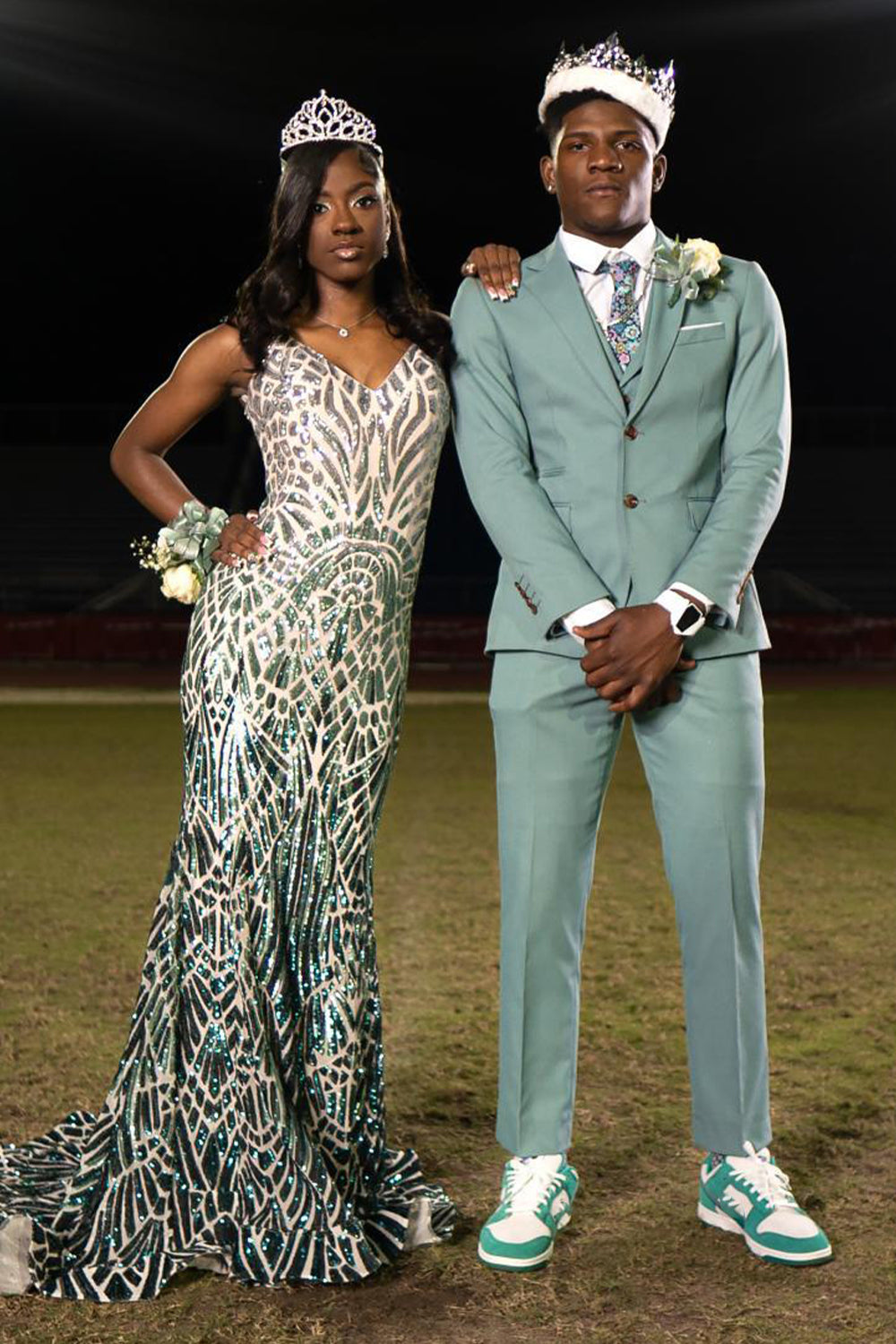 Mynta 3-Delad Hackslag Män Bal Bröllop Kostymer