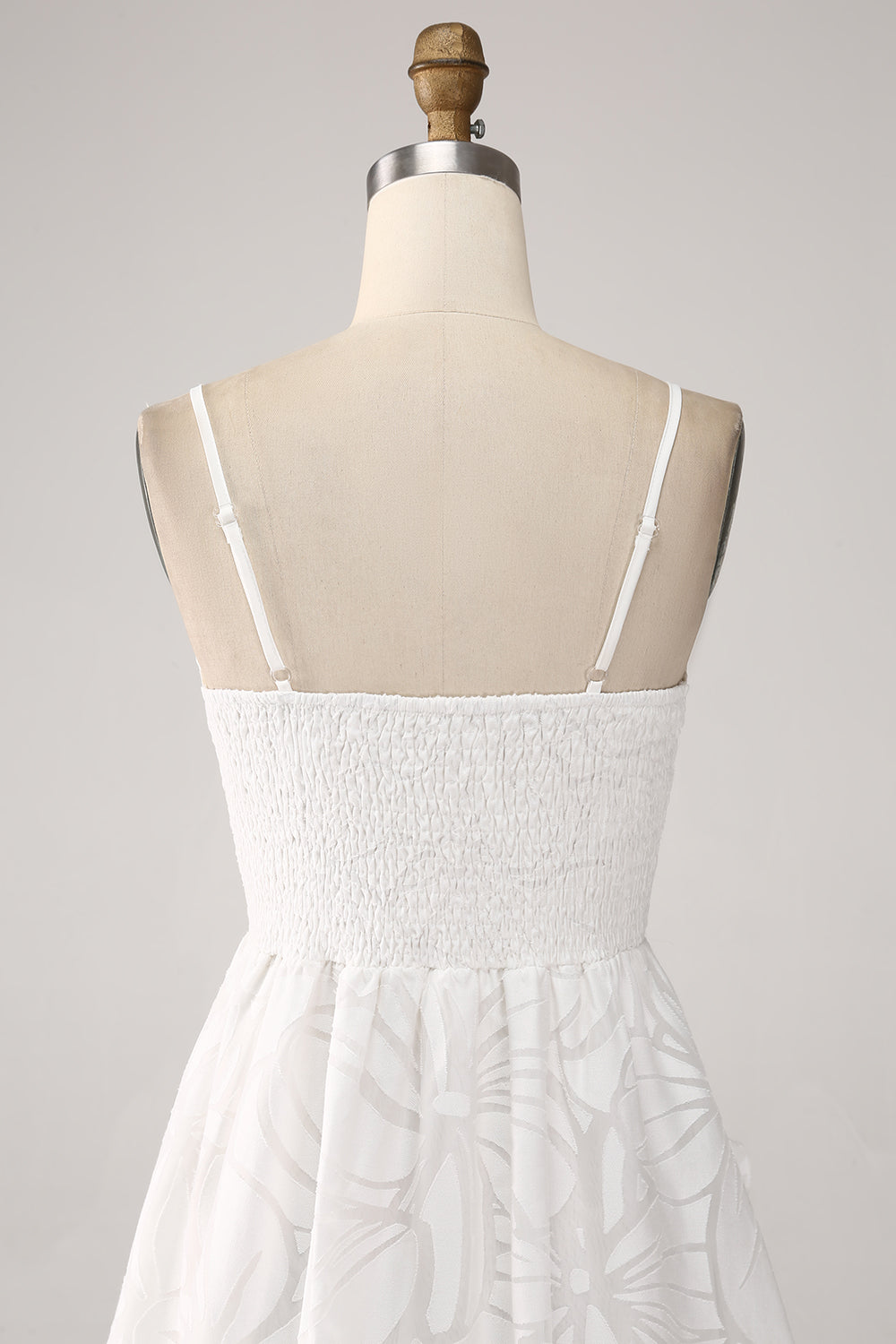 Vit A-linje Spaghetti Straps Kort Examen Klänning