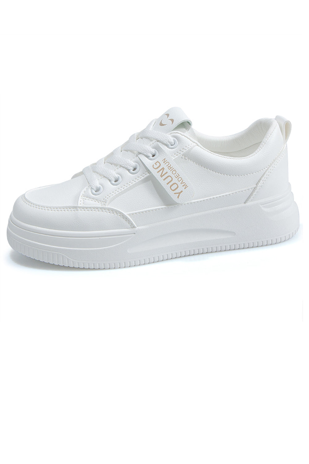 Vita platta avslappnade sneakers