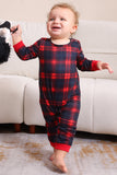 Svart Röd Familj Matchande Pyjamas Vuxen Barn Baby Toppar och rutiga Byxor Julpyjamas Set