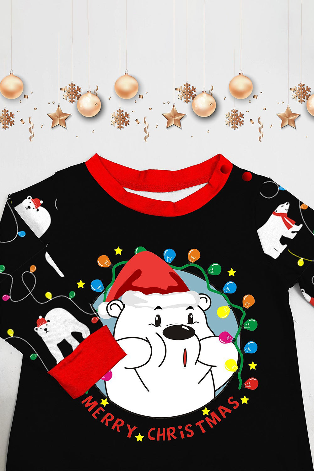 Svart Långärmad Päron Mönster Matchande Familj Pyjamas