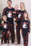 Marinblå tryckt långärmad familj halloween pyjamas