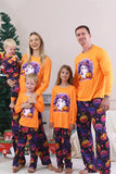 Orange Tryckt Långärmad Familj Halloween Pyjamas