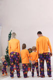 Orange Tryckt Långärmad Familj Halloween Pyjamas