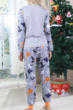 Grå Tryckt Långärmad Familj Halloween Pyjamas