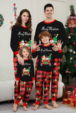 Svart Röd Tryck God Jul Pläd Familj Matchande Pyjamas Set