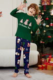Grön Blå Träd Tryck Långärmad Jul Familj Matchande Pyjamas