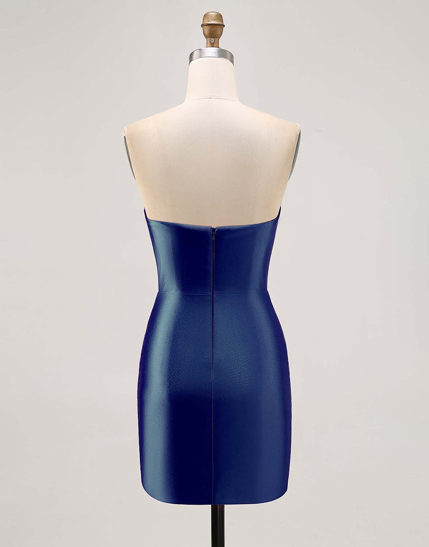Fuchsia Axelbandslös pärlstav Bodycon Homecoming Klänning med slits