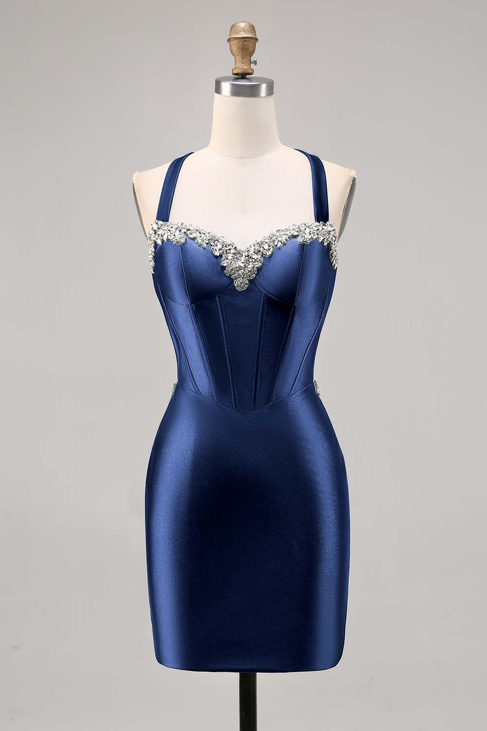 Korsett Satin Bodycon Mörkgrön Homecoming Klänning
