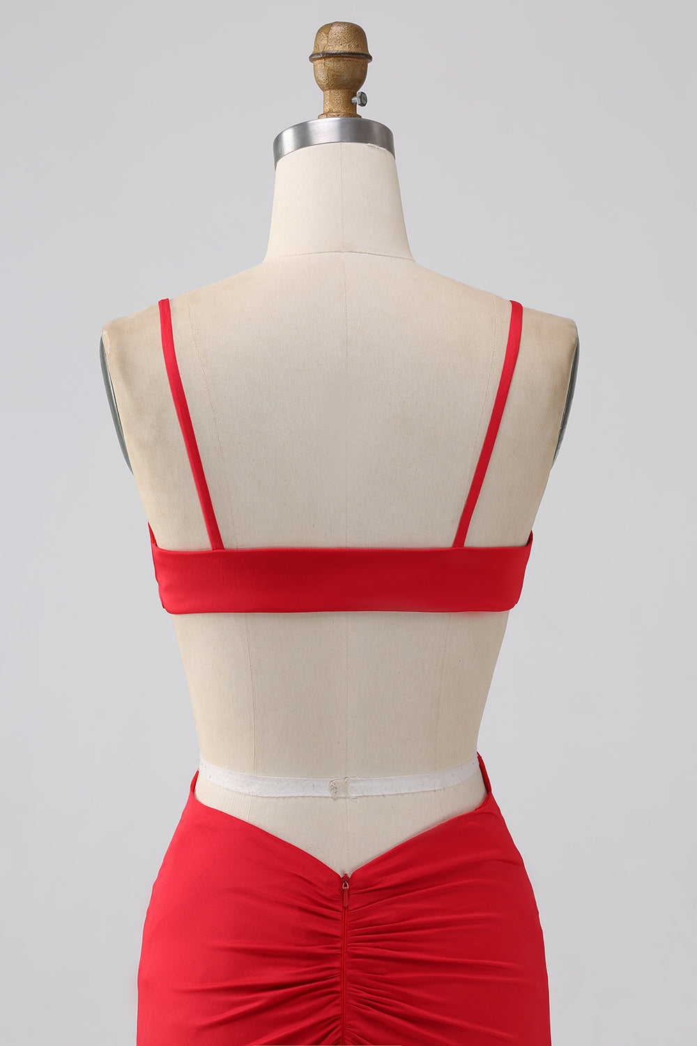 Spaghetti Straps Mermaid Backless Röd Balklänning