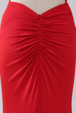 Spaghetti Straps Mermaid Backless Röd Balklänning
