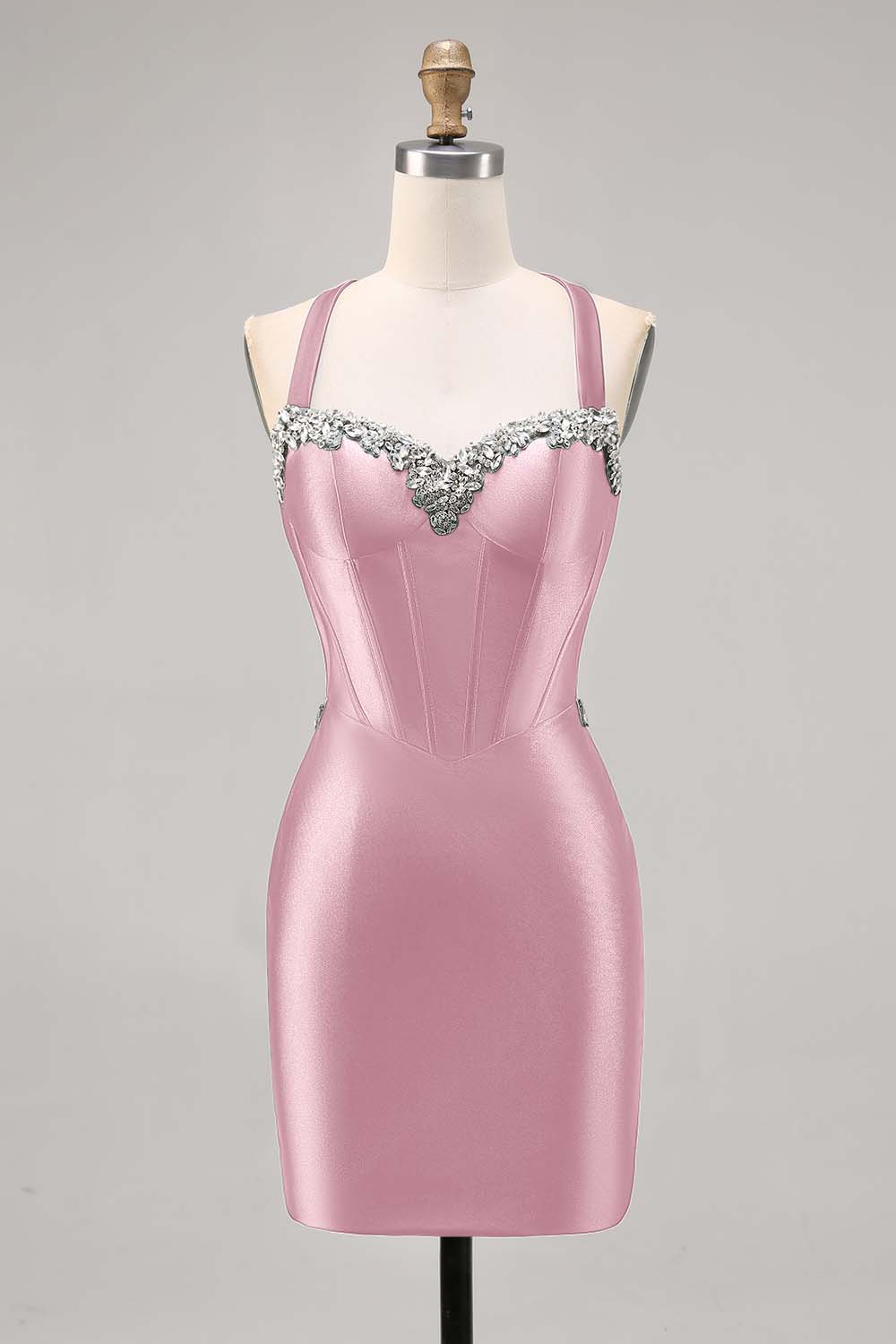 Korsett Satin Bodycon Mörkgrön Homecoming Klänning