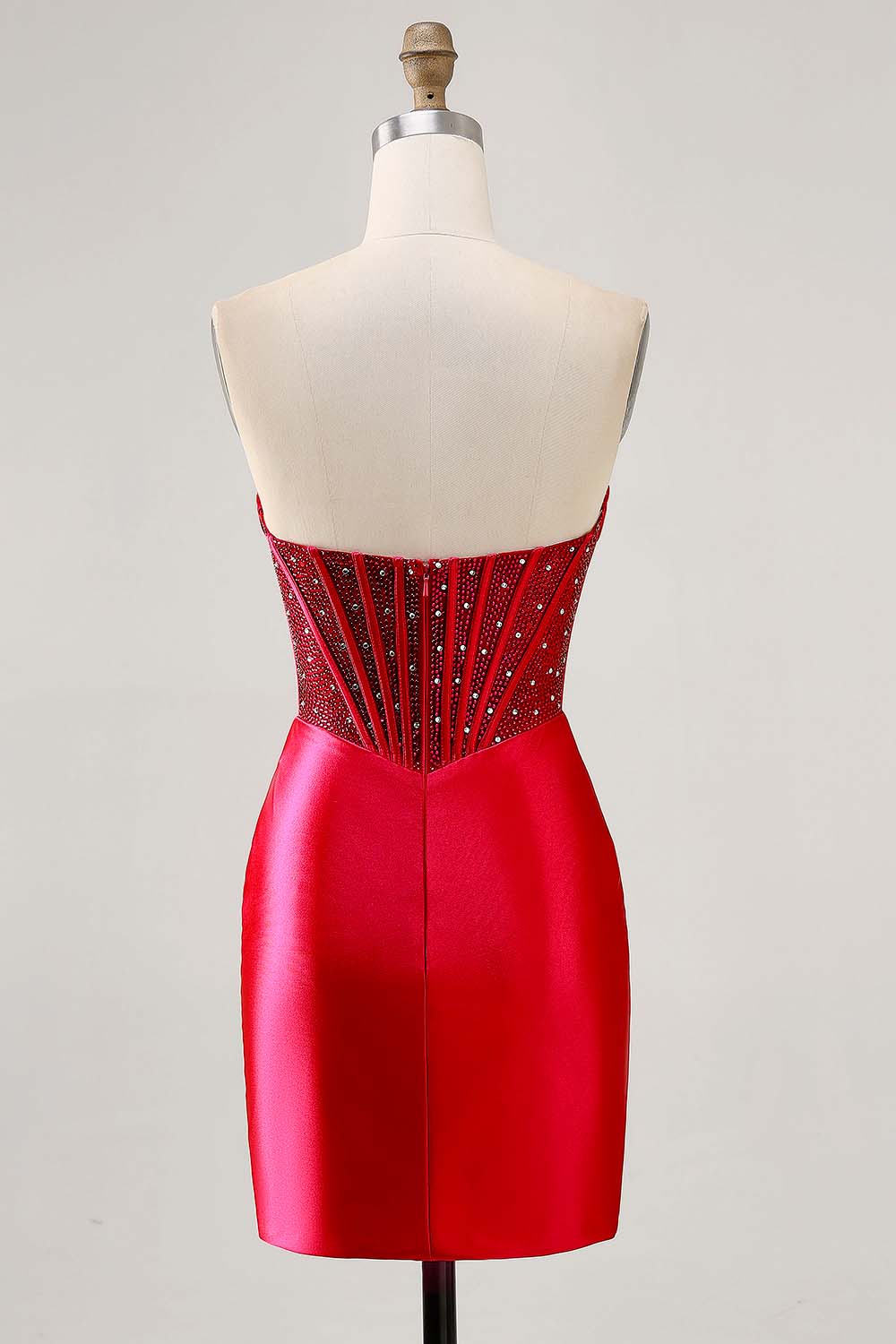 Glittrande Fuchsia Korsett Tight Satin Kort Homecoming Klänning
