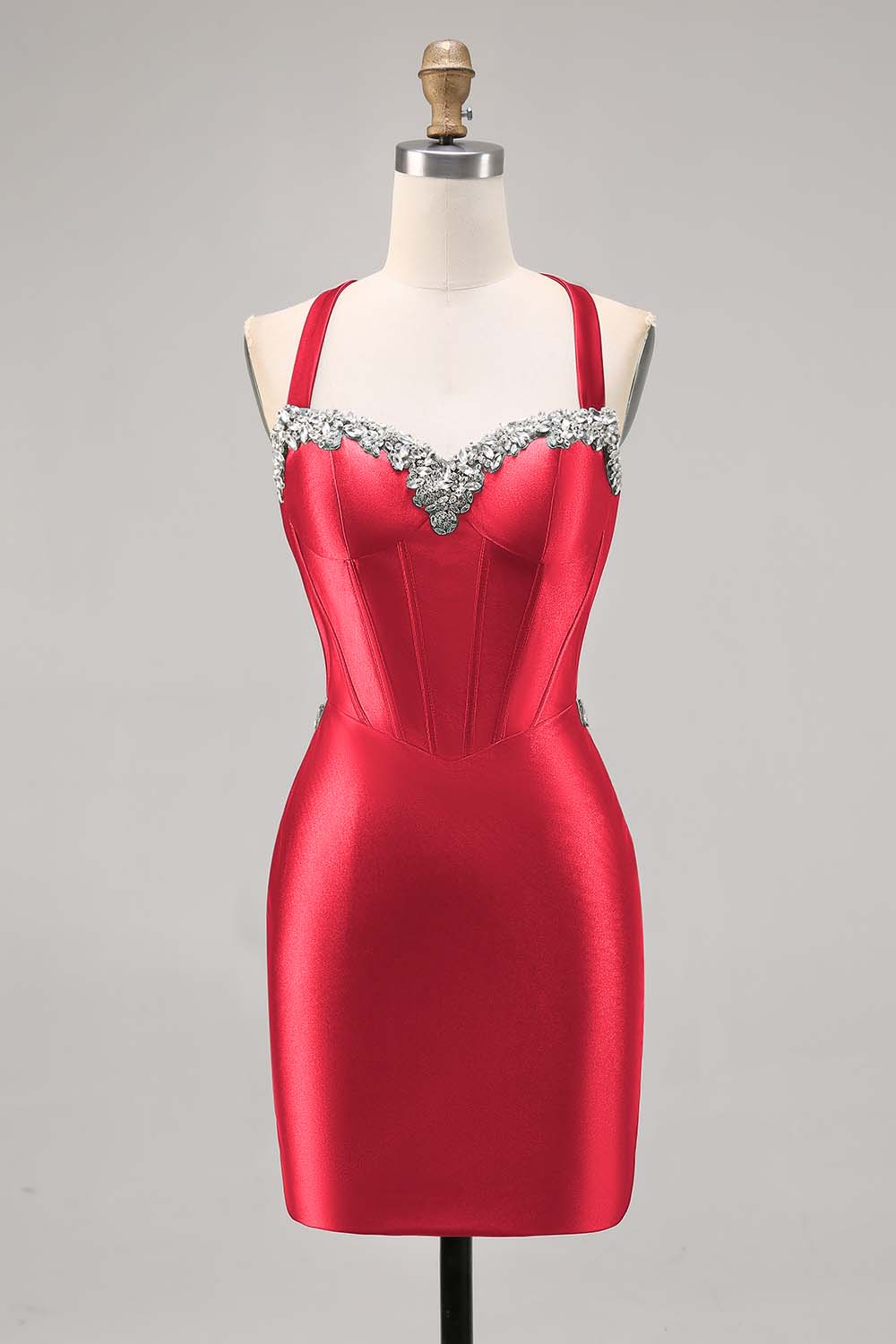 Korsett Satin Bodycon Mörkgrön Homecoming Klänning
