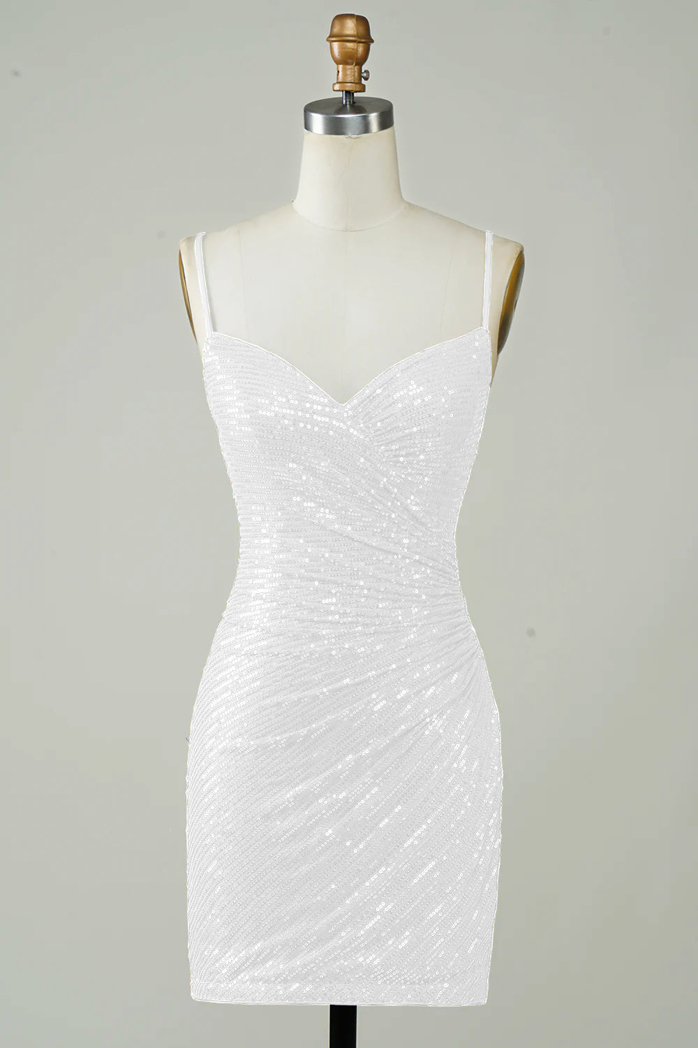 Paljetter Bodycon Liten Vit Klänning