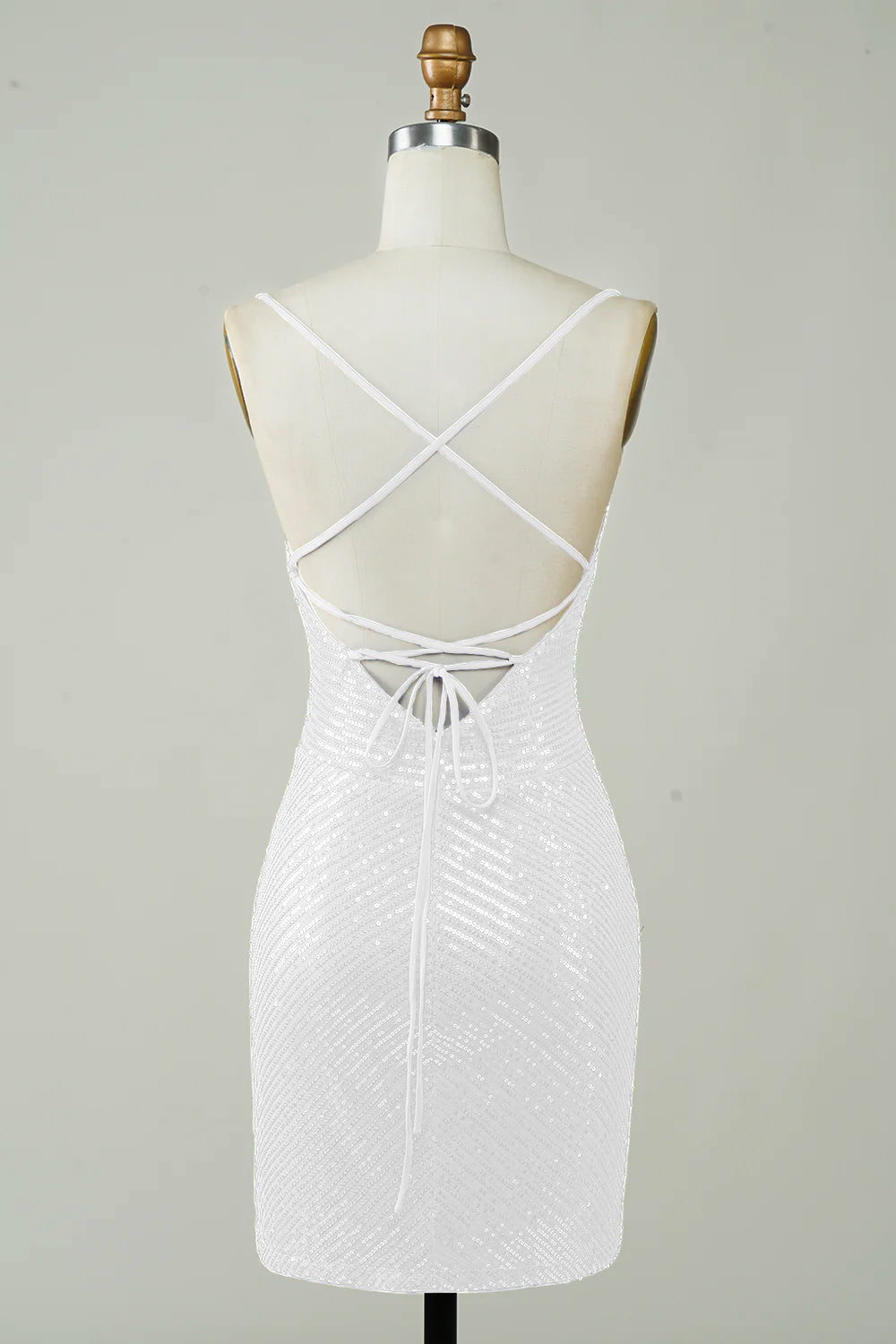 Paljetter Bodycon Liten Vit Klänning