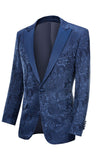 Svart Peak Lapel Jacquard 2-delad Baldräkter För Män