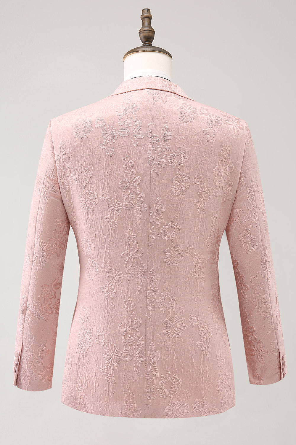 Mörkblå 3-delad topp kavajslag Jacquard One Button Mäns Baldräkter