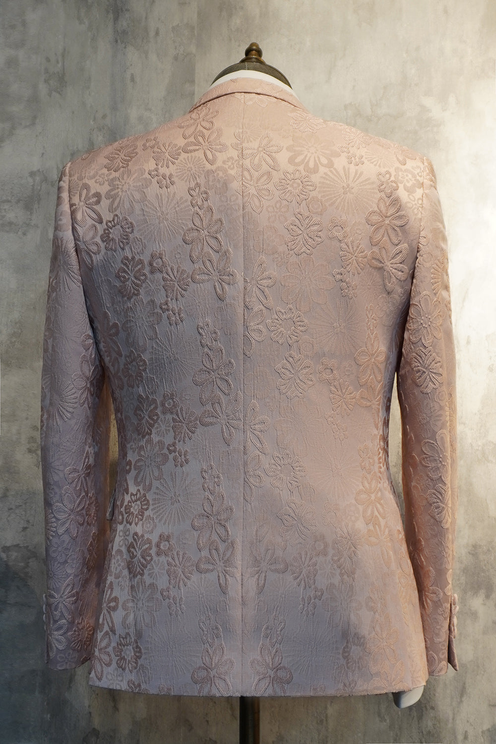 Svart Peak Lapel Jacquard 2-delad Baldräkter För Män