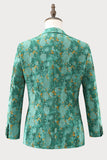 Green Peak Kavajslag 3-delad Jacquard One Button Men's Prom Suits