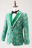 Green Peak Kavajslag 3-delad Jacquard One Button Men's Prom Suits